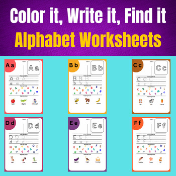 Color it, Write it, Find it: Alphabet Worksheets For Kids by StudySage Shop