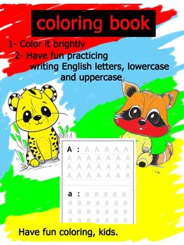 Preview of Color it brightly and practice writing English, lowercase and uppercase.