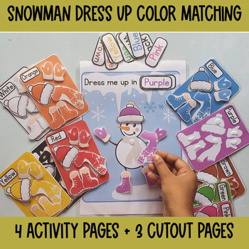 Preview of Color matching activity for winter, preschool worksheet, Montessori materials