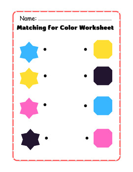 Color matching worksheets for pre-kindergarten and kindergarten students.
