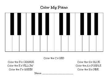 Preview of Color my Piano Worksheet