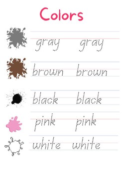 Color names tracing (US spelling) by Teach and read with Laura T