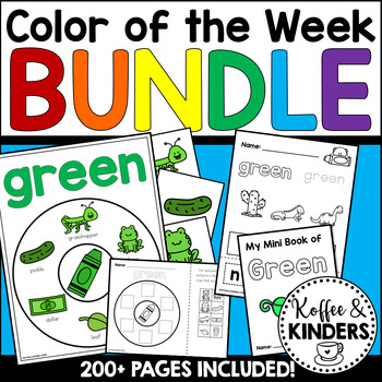 Preview of Color of the Week Bundle | Worksheets Posters Pocket Chart Activities