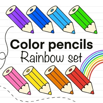 Preview of FREE Color pencils rainbow set /clipart school supplies