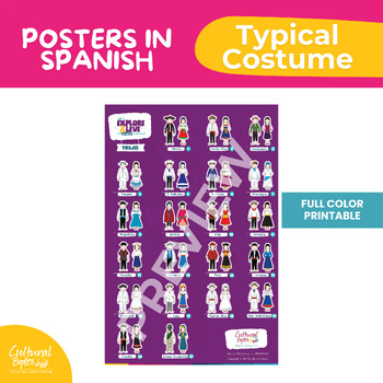Preview of Color poster - Typical Costume in Spanish - Hispanic Heritage Month