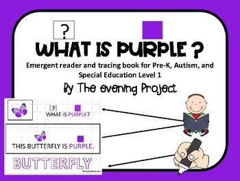 Preview of Color purple-emergent reader/writing book for Pre-K, Autism & Spec. Ed. lvl, 1&2