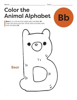 Color the Animal Alphabet | Worksheets | CREATIVE MINDS | TpT