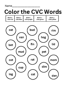 Color the CVC Word by K-3 Teaching Resources - All things ELA and Math