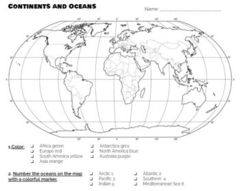 Label Continents And Oceans And Seas Teaching Resources Tpt