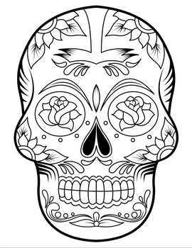 rojo Marcar Revelar Color the Dia De Los Muertos Calavera - (Skull) Freebie | TPT