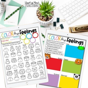 Color the Feelings Animals Edition by Heart and Mind Teaching | TPT