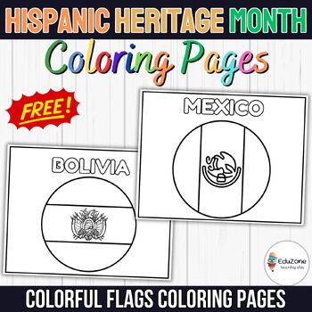 Preview of Color the World: Hispanic Countries Flags Coloring Pages - Free Coloring Flags