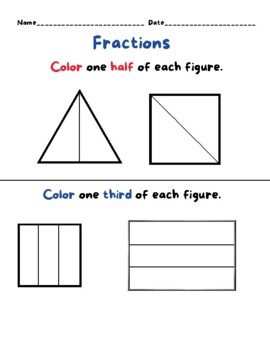 Preview of Color the figures and represent fractions