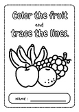 Color the fruit and trace the lines.