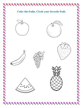 fruit themed coloring worksheet by dancing donut tpt