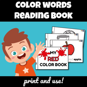 Preview of Color words leveled reading book for Preschool, Kindergarten and Grade 1