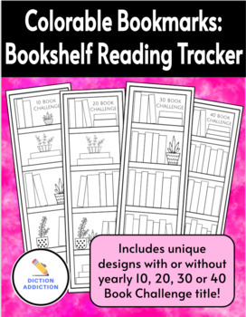 Preview of Colorable Bookmarks: Bookshelf Reading Trackers