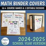 Colorable Math Binder Covers - 2023-2024 SCHOOL YEAR VERSION