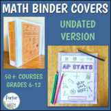 Colorable Secondary Math Binder Covers - UNDATED VERSION