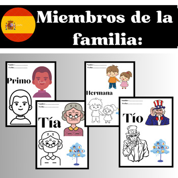 Preview of Familia, imágenes, palabras, tarjetas flash y páginas para colore