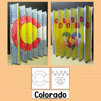 Preview of Colorado Activities Flag Craft Coloring Pages Agamograph Art American State