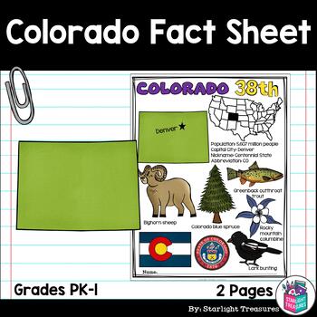 Preview of Colorado Fact Sheet for Early Readers - A State Study