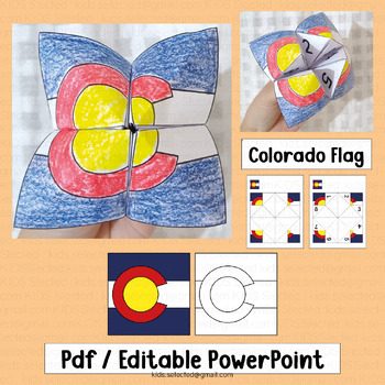 Preview of Colorado Flag Activities Cootie Catcher Writing Coloring Game State Craft