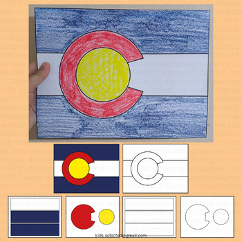 Preview of Colorado Flag Craft Coloring Activities America State Bulletin Board Cut & Paste