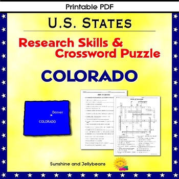 Preview of Colorado - Research Skills & Crossword Puzzle - U.S. States Geography Activity