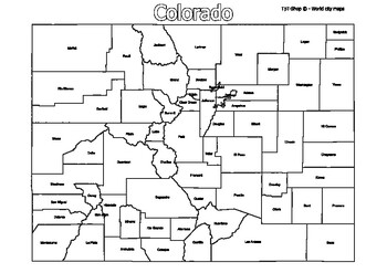 Preview of Colorado State Map with Counties Coloring and Learning