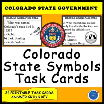 Preview of Colorado State Symbols Task Cards (State Government, Natural Resources)