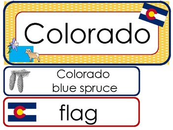Preview of Colorado State Word Wall Bulletin Board Set. State Symbols Curriculum.