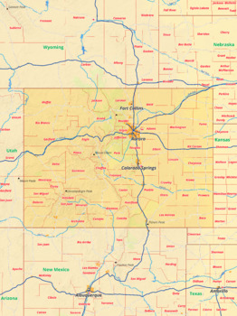 colorado state map with counties and cities