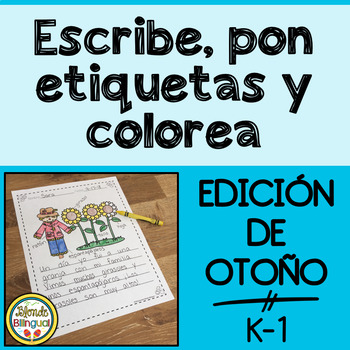 Preview of Escribe, pon etiquetas y colorea - Fall Writing Center