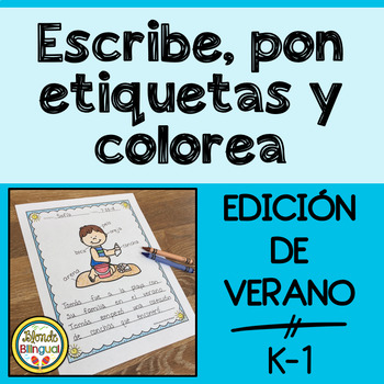 Preview of Escribe, pon etiquetas y colorea - Summer Writing Center