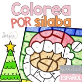 Colorea por sílaba Navidad Christmas in Spanish