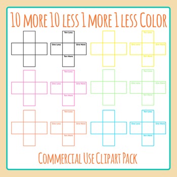 Colored 10 More 10 Less 1 More 1 Less Blank Templates Clip Art Commercial Use