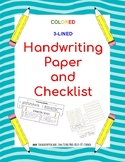 Colored 3-lined Handwriting Paper for Visual Spatial Aware