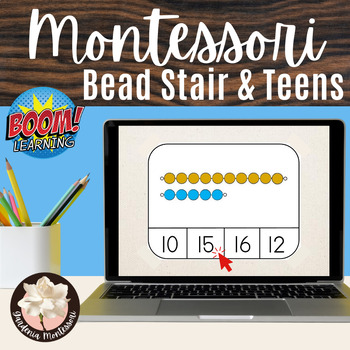 Preview of Colored Bead Stair Teens Digital Montessori Boom Task Cards