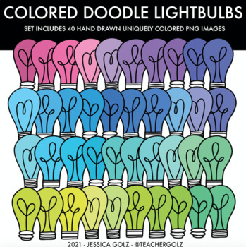 Preview of Colored Doodle Lightbulb Clip Art Bundle