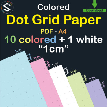Preview of Colored Dot Grid Paper (1cm Grid). For Math, Science, Geography, and Notebooks.