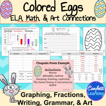 Preview of Colored Eggs- ELA, MATH, & ART