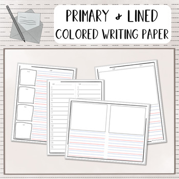 Preview of Colored Elementary Writing Paper Pack - Primary and Lined Paper Templates