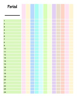 Preview of Colored Grade Sheets Grade Book