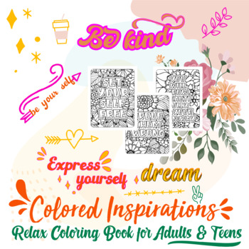 Preview of Colored Inspirations Relax Coloring Book for Adults & Teens-100 coloring pages