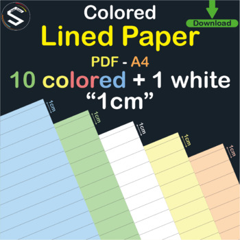 Preview of Colored Lined Paper ( 1cm). For Math, Science, Geography, and Journals-11 sheets