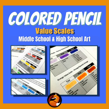 Preview of Art Beginner Colored Pencil Value Scales Drawing Middle or High School Art