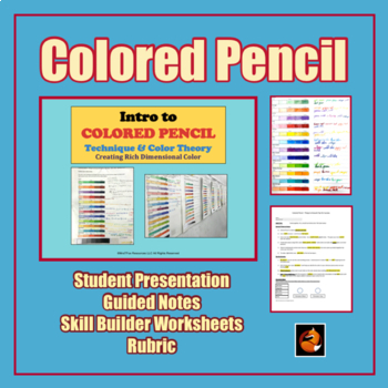 Preview of Intro to Colored Pencil Drawing Color Theory Middle School Art & High School Art