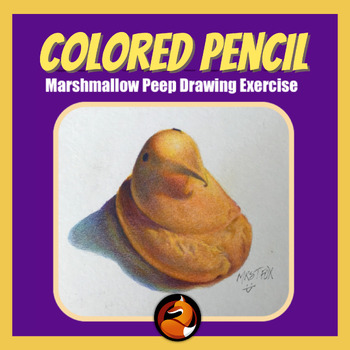 Preview of Colored Pencil Drawing Marshmallow Peep Middle School Art High School Art