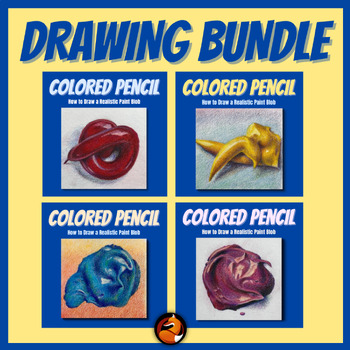 Preview of Colored Pencil Paint Blob Drawing Bundle Middle School Art High School Art